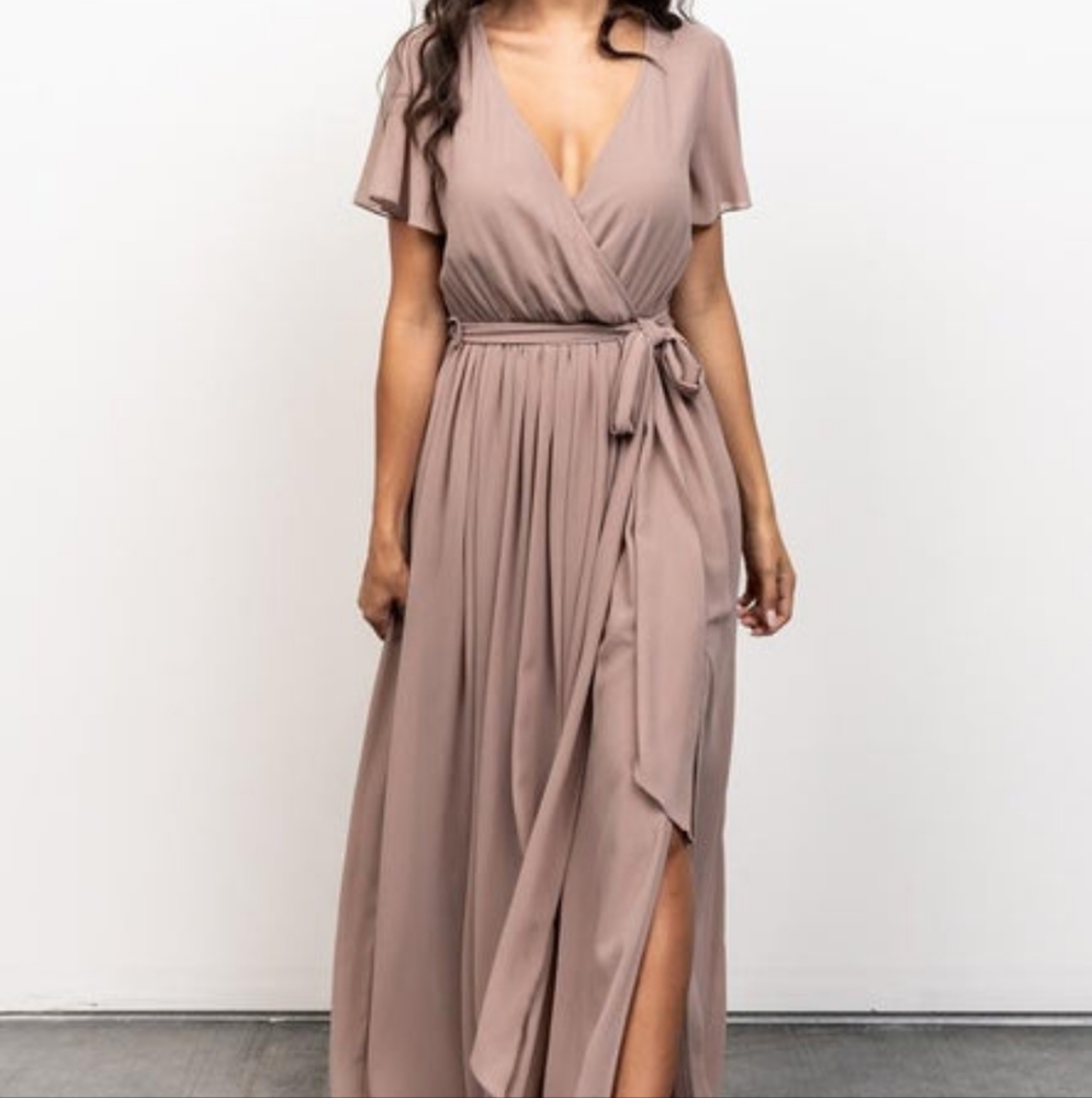 Kristina Maxi Taupe Bridesmaid Dress